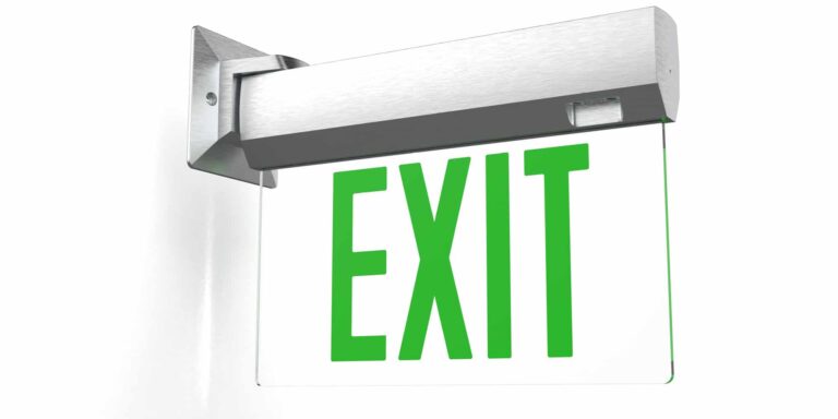 3D-rendered product image of an exit sign