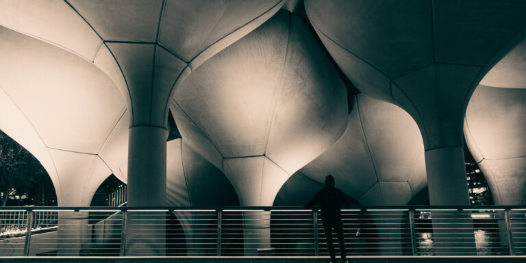 Flood lighting and handrail lighting at Little Island, New York