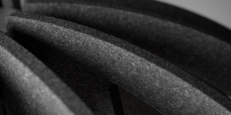 A close-up shot of an acoustic lighting product showcasing the product's felt material