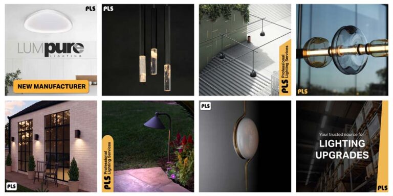 A showcase of social media posts for Professional Lighting Services